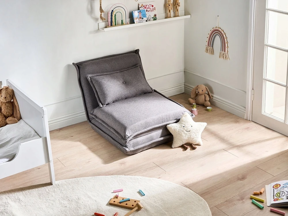 Beliani Vienvietė išskleidžiama sofa DELLEN tamsiai pilka