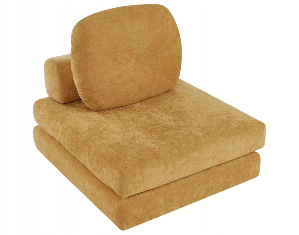 Beliani Vienvietė išskleidžiama sofa OLDEN, geltonas šenilinis audinys