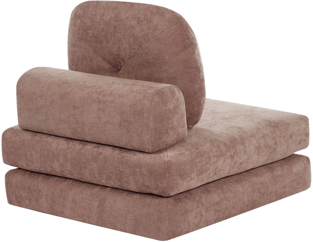 Beliani Vienvietė išskleidžiama sofa OLDEN, rudos spalvos šenilo audinys