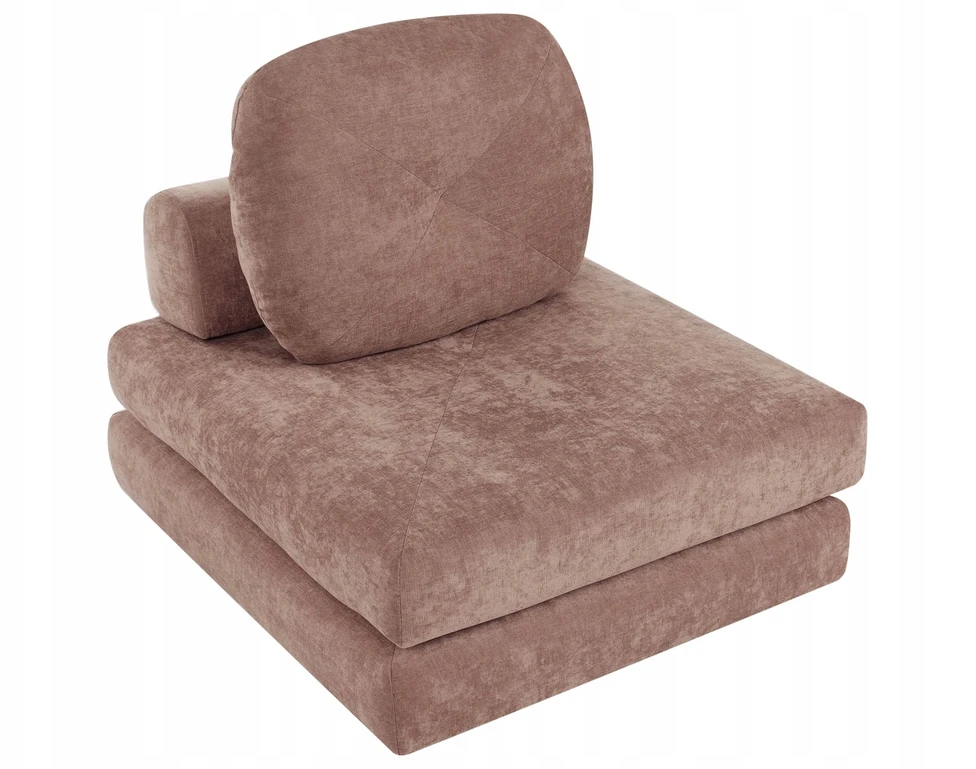 Beliani Vienvietė išskleidžiama sofa OLDEN, rudos spalvos šenilo audinys