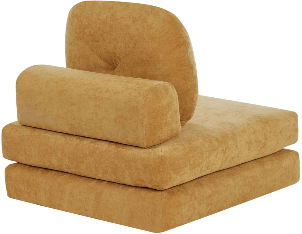 Beliani Vienvietė išskleidžiama sofa OLDEN, geltonas šenilinis audinys
