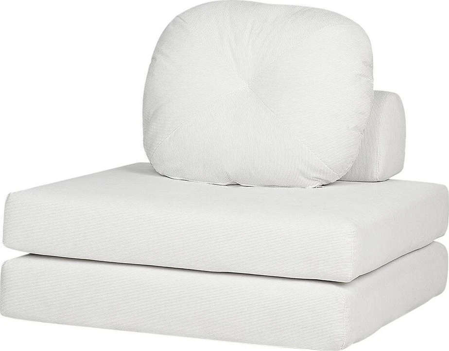 Beliani Vienvietė išskleidžiama sofa OLDEN, velvetas, kreminė balta