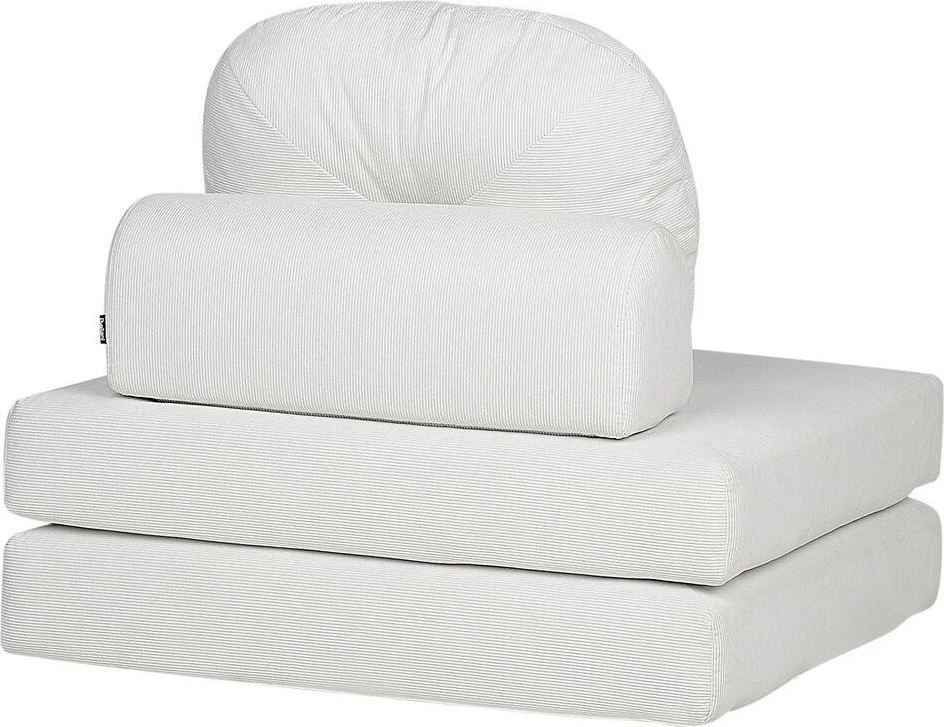 Beliani Vienvietė išskleidžiama sofa OLDEN, velvetas, kreminė balta