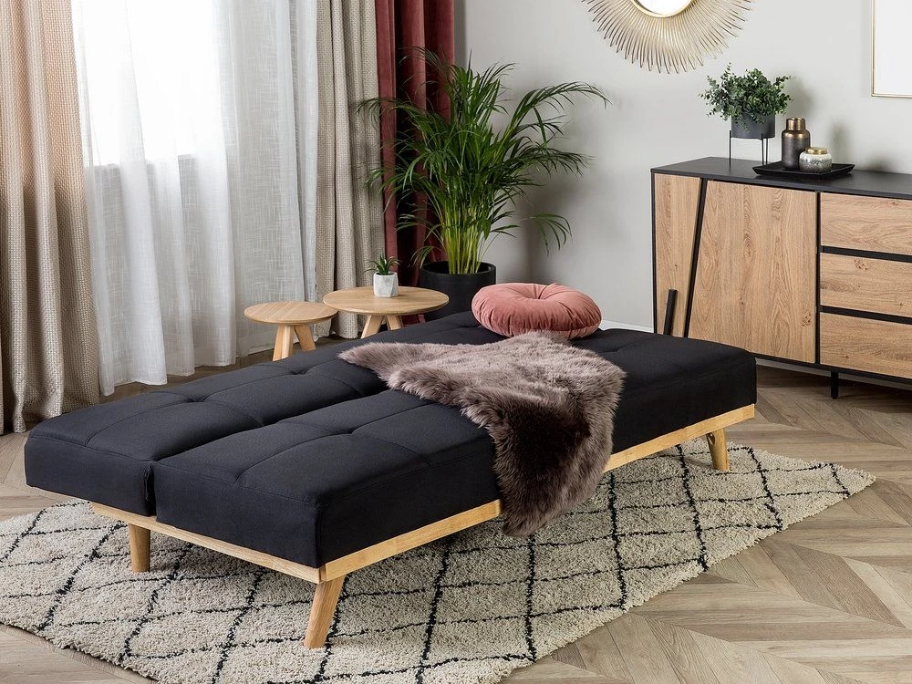 Beliani Trivietė išskleidžiama sofa FROYA, juoda
