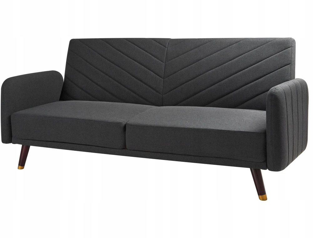 Beliani Trivietė išskleidžiamoji sofa SENJA, sintetinis linas, juoda