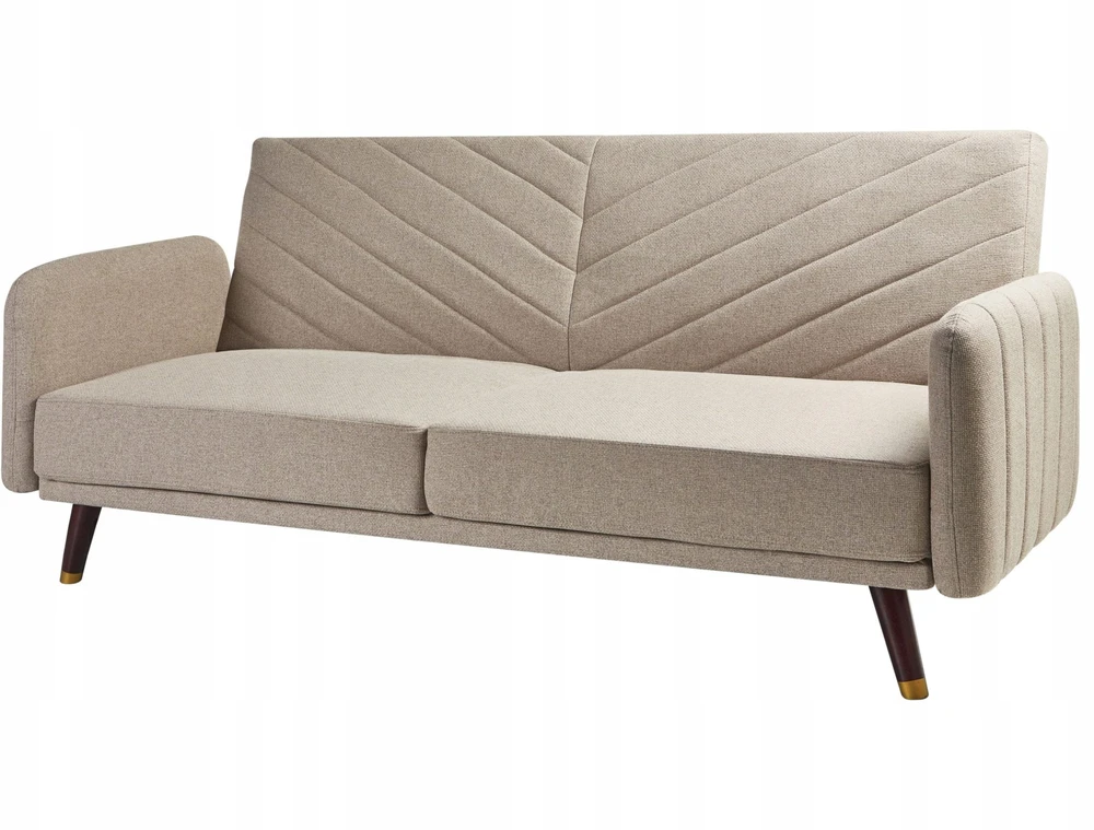 Beliani Išskleidžiama 3 vietų sofa SENJA iš sintetinio lino, šviesiai ruda