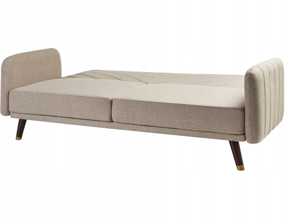 Beliani Išskleidžiama 3 vietų sofa SENJA iš sintetinio lino, šviesiai ruda