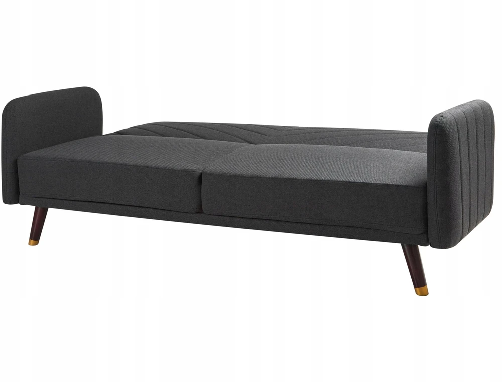 Beliani Trivietė išskleidžiamoji sofa SENJA, sintetinis linas, juoda