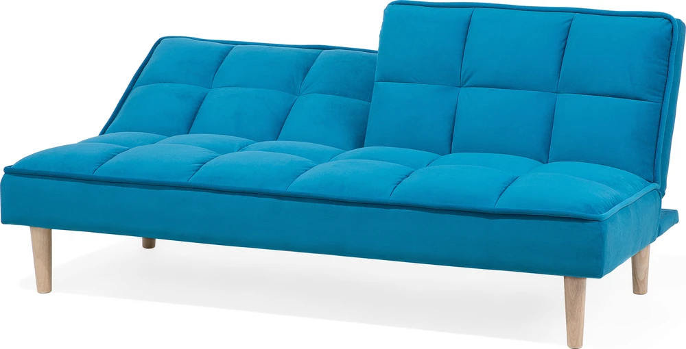 Beliani Trivietė išskleidžiama sofa SILJAN jūrinės mėlynos spalvos