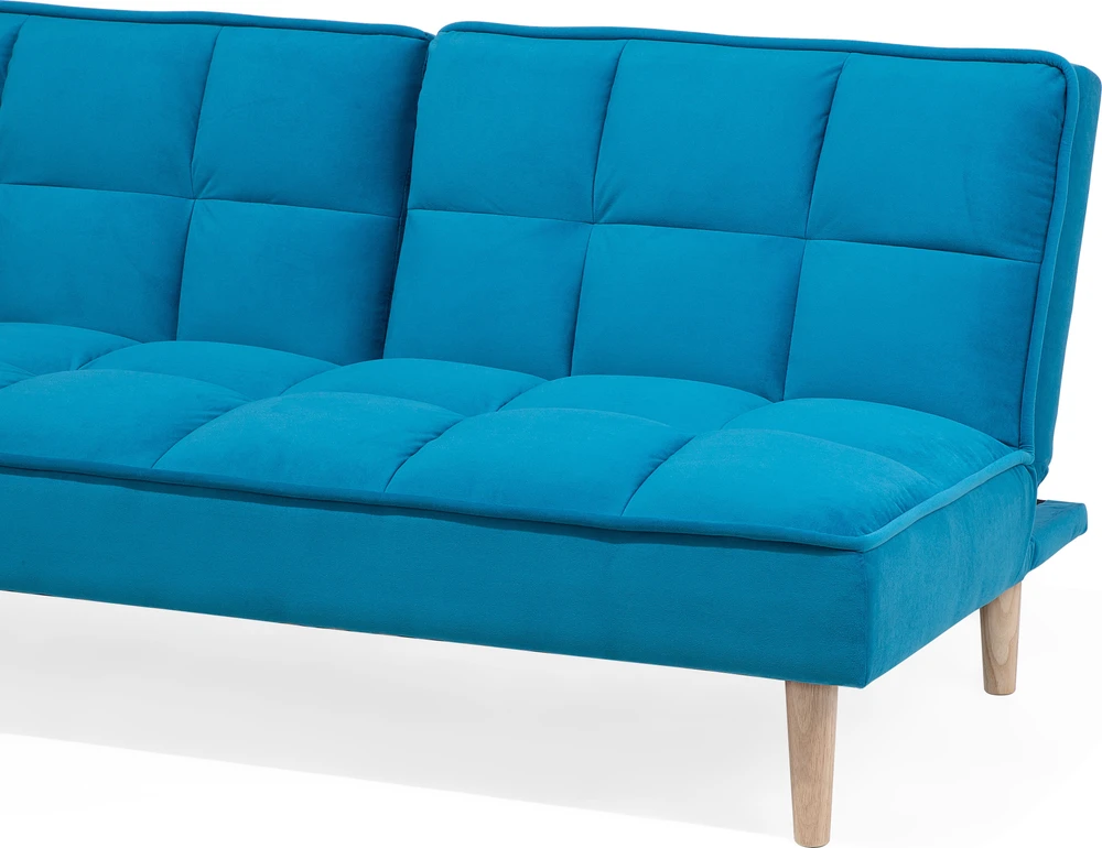 Beliani Trivietė išskleidžiama sofa SILJAN jūrinės mėlynos spalvos