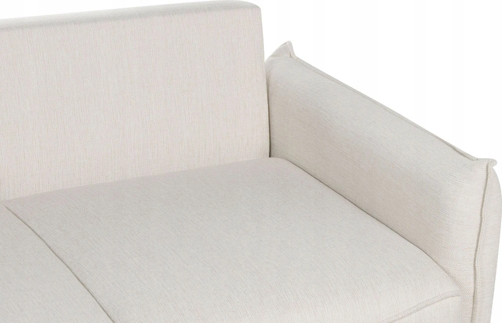 Beliani Trivietė išskleidžiama sofa KRAMA, kreminė balta su patalynės dėže