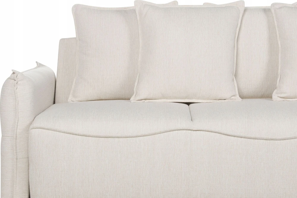 Beliani Trivietė išskleidžiama sofa KRAMA, kreminė balta su patalynės dėže