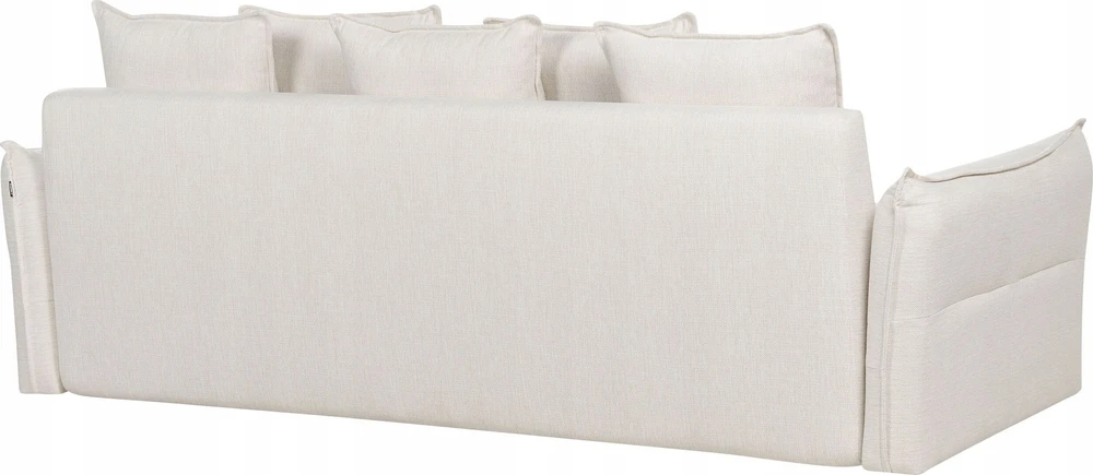Beliani Trivietė išskleidžiama sofa KRAMA, kreminė balta su patalynės dėže