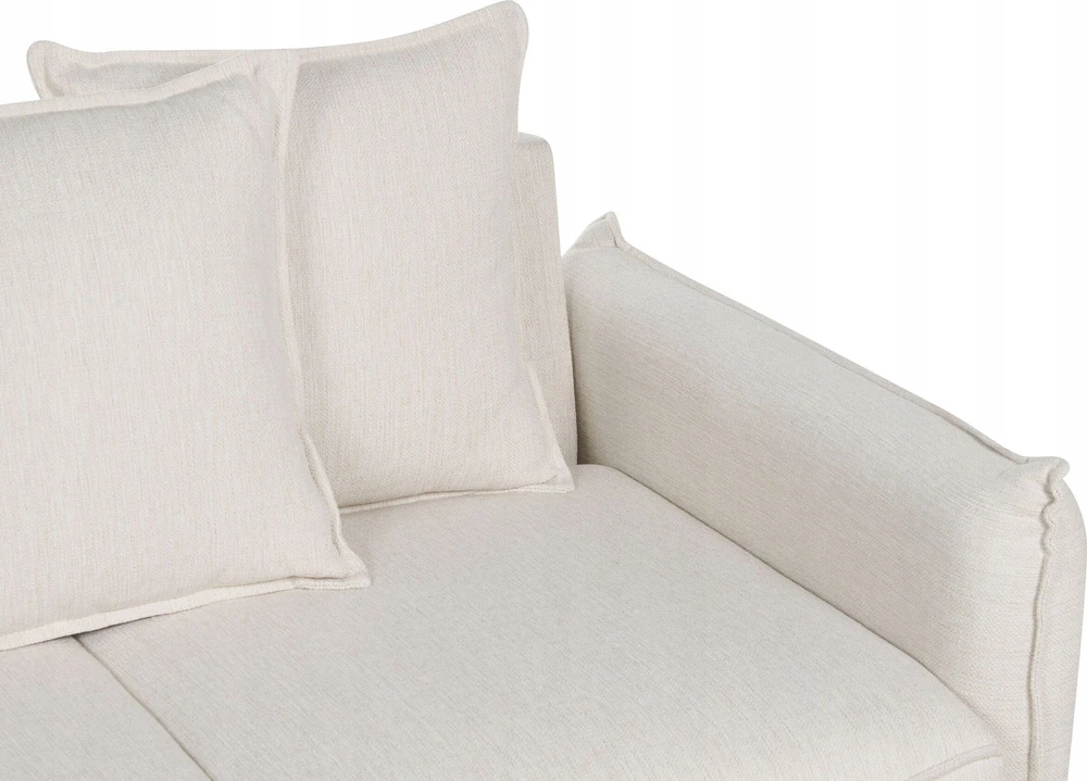 Beliani Trivietė išskleidžiama sofa KRAMA, kreminė balta su patalynės dėže