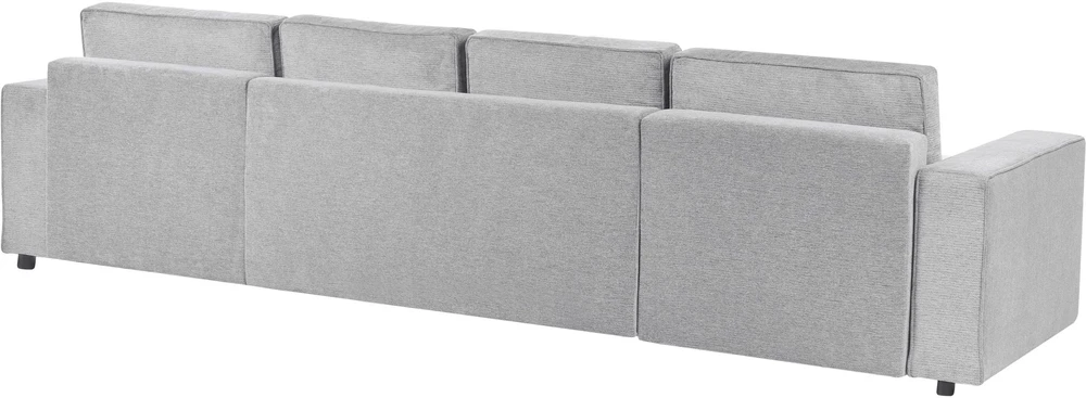Beliani U formos išskleidžiama sofa 4 asmenims VATNE šviesiai pilka su daiktadėže