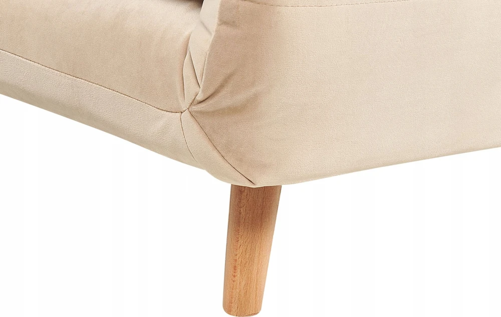 Beliani Vienvietė išskleidžiama sofa SETTEN, veliūras, smėlio spalvos
