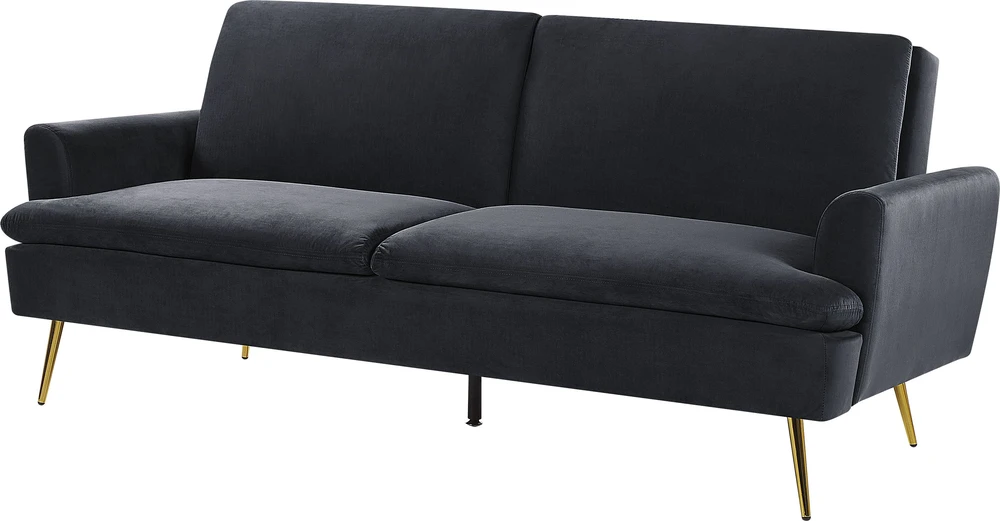 Beliani Išskleidžiama 3 vietų sofa VETTRE Velūras Juoda