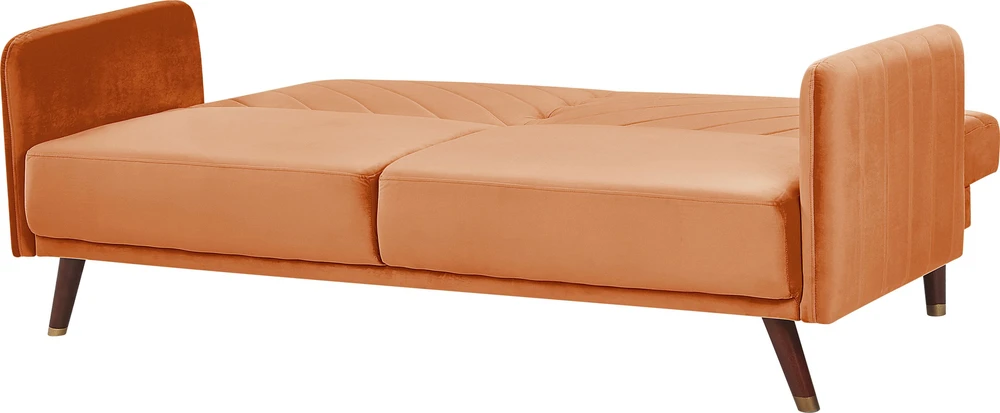 Beliani Išskleidžiama 3 vietų sofa SENJA, veliūrinė, oranžinė