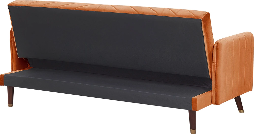 Beliani Išskleidžiama 3 vietų sofa SENJA, veliūrinė, oranžinė