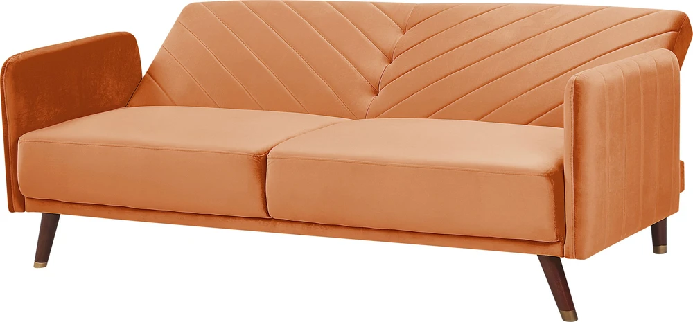 Beliani Išskleidžiama 3 vietų sofa SENJA, veliūrinė, oranžinė