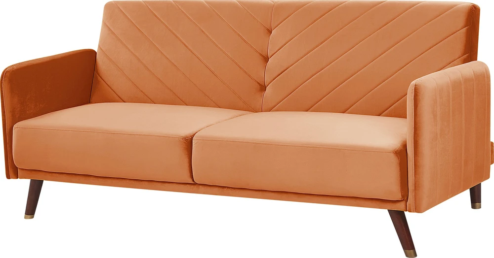 Beliani Išskleidžiama 3 vietų sofa SENJA, veliūrinė, oranžinė