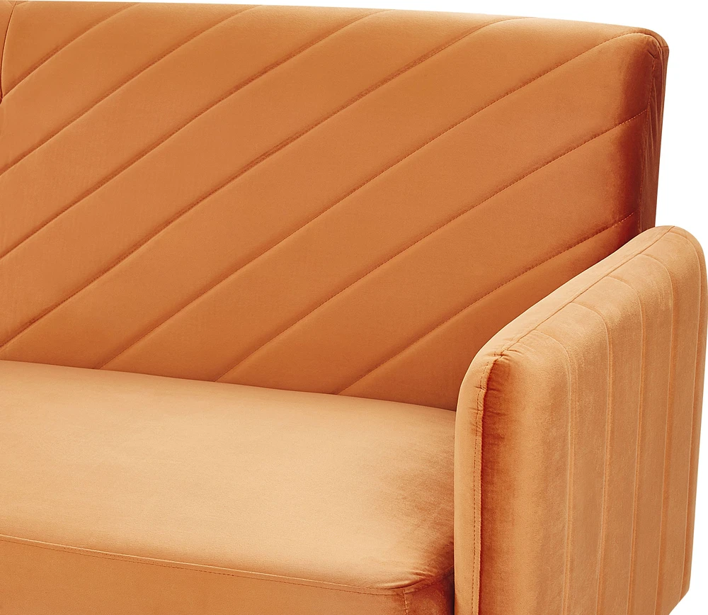 Beliani Išskleidžiama 3 vietų sofa SENJA, veliūrinė, oranžinė