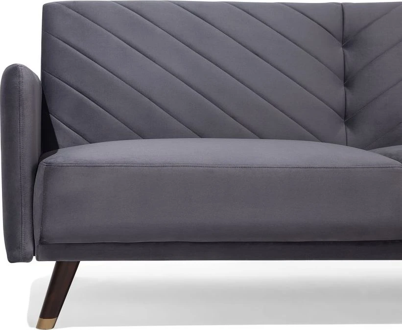 Beliani Išskleidžiama 3 vietų sofa SENJA, veliūras, pilka