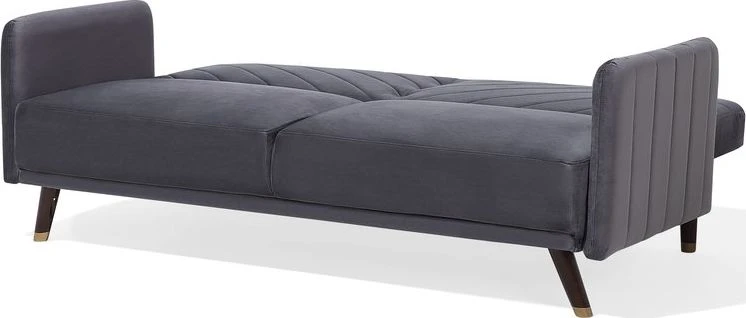 Beliani Išskleidžiama 3 vietų sofa SENJA, veliūras, pilka