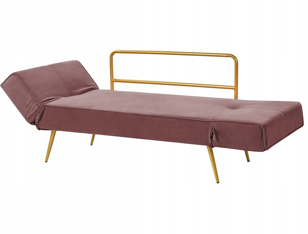 Beliani Išskleidžiama sofa 2 asmenims SAARELA, weliūras, rožinė