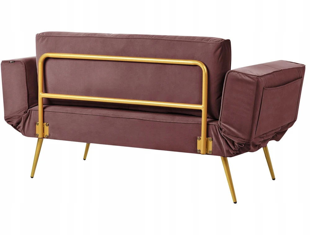 Beliani Išskleidžiama sofa 2 asmenims SAARELA, weliūras, rožinė