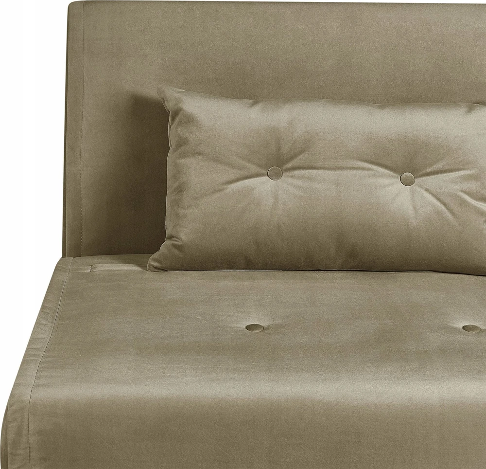 Viengulė išskleidžiama sofa BELIANI FARRIS alyvuogių spalvos veliūras