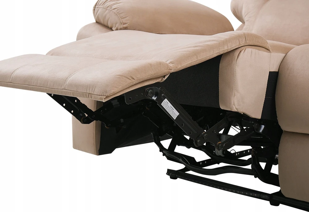 Beliani Trijų vietų sofa BERGEN su elektrine relaksacijos funkcija, veliūrinė, šviesiai smėlio spalvos, su USB prievadu