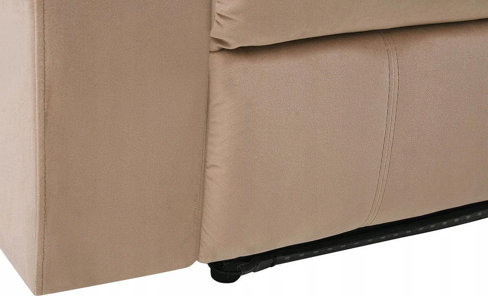 Beliani Trijų vietų sofa BERGEN su elektrine relaksacijos funkcija, veliūrinė, šviesiai smėlio spalvos, su USB prievadu