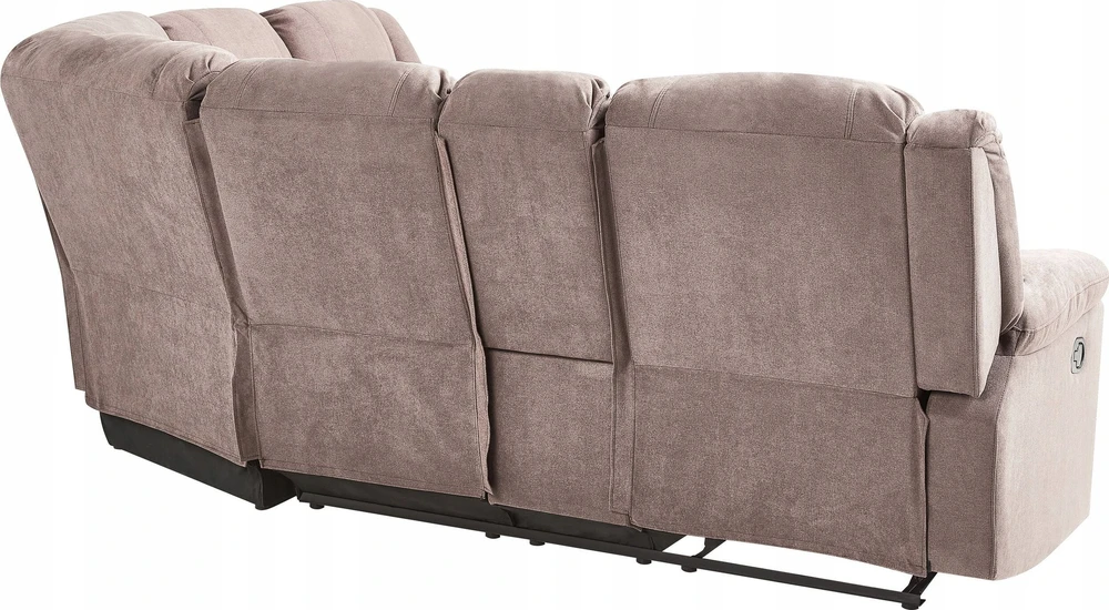 Beliani Kampinė sofa su rankine relaksacijos funkcija 5 asmenims ROKKE smėlio pilkumo spalvos, kairinė