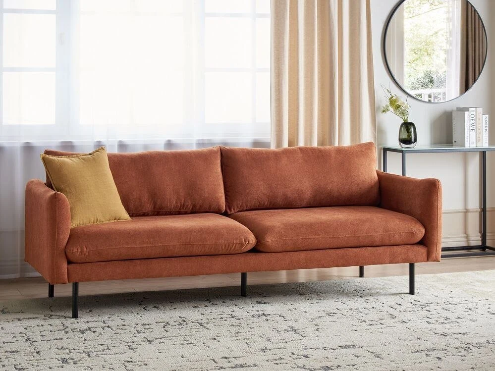 Beliani Trivietė sofa VINTERBRO šenilinė, auksinės rudos spalvos