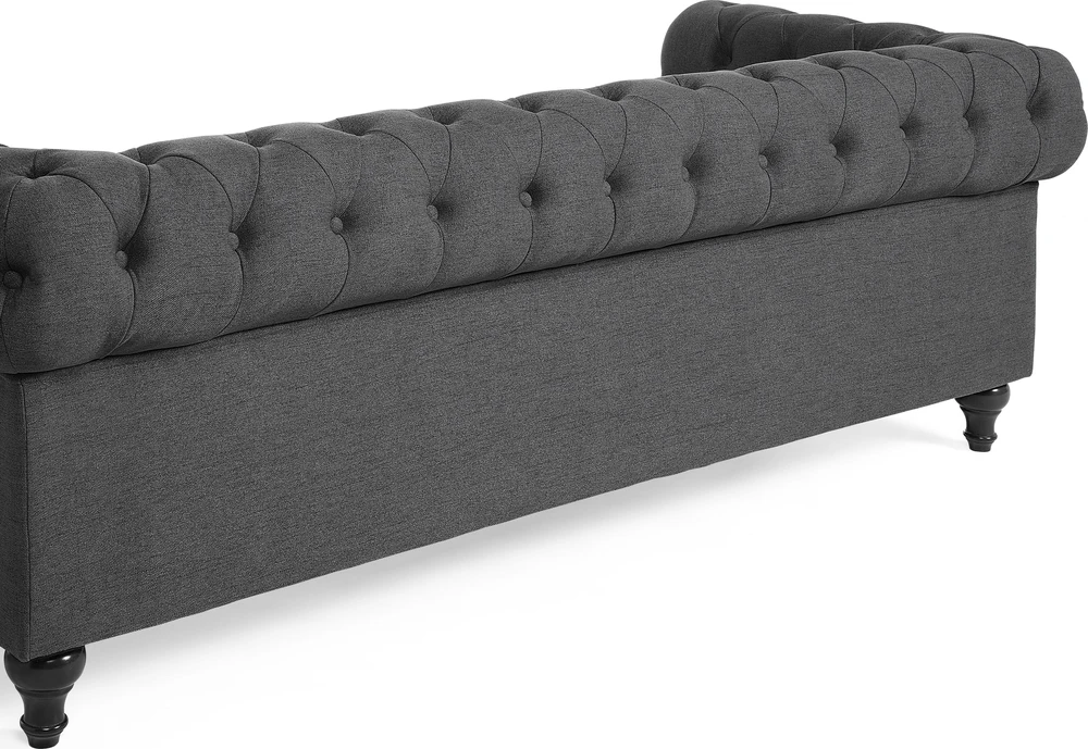 Beliani Trijų vietų sofa CHESTERFIELD Pilka