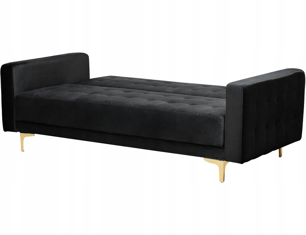 Beliani Trivietė išskleidžiama sofa ABERDEEN, veliūras, juoda