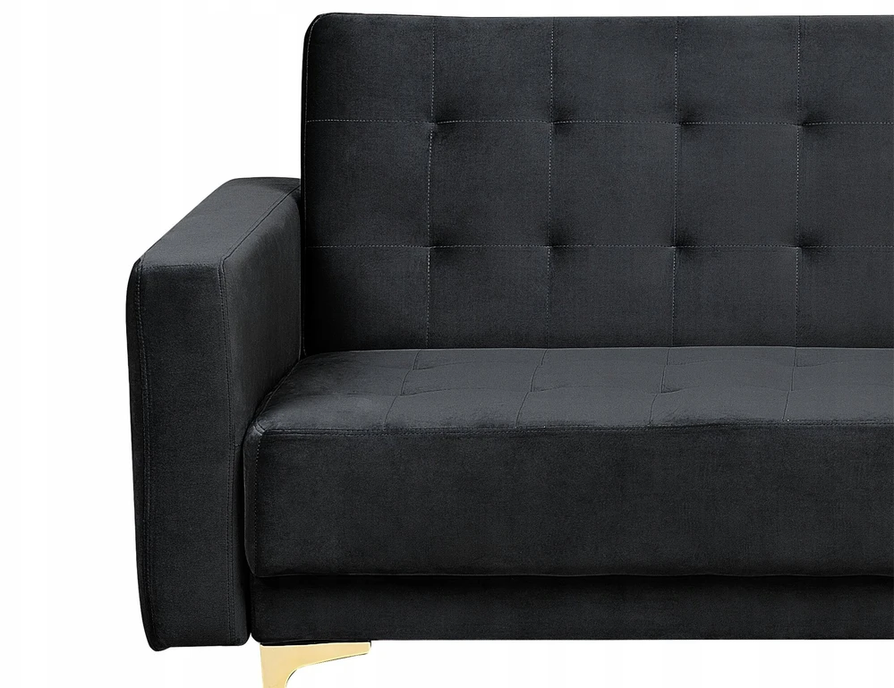 Beliani Trivietė išskleidžiama sofa ABERDEEN, veliūras, juoda