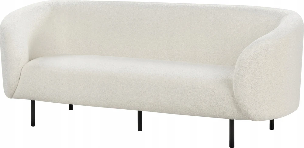 Beliani Trijų vietų sofa LOEN, balta, „Bouclé“