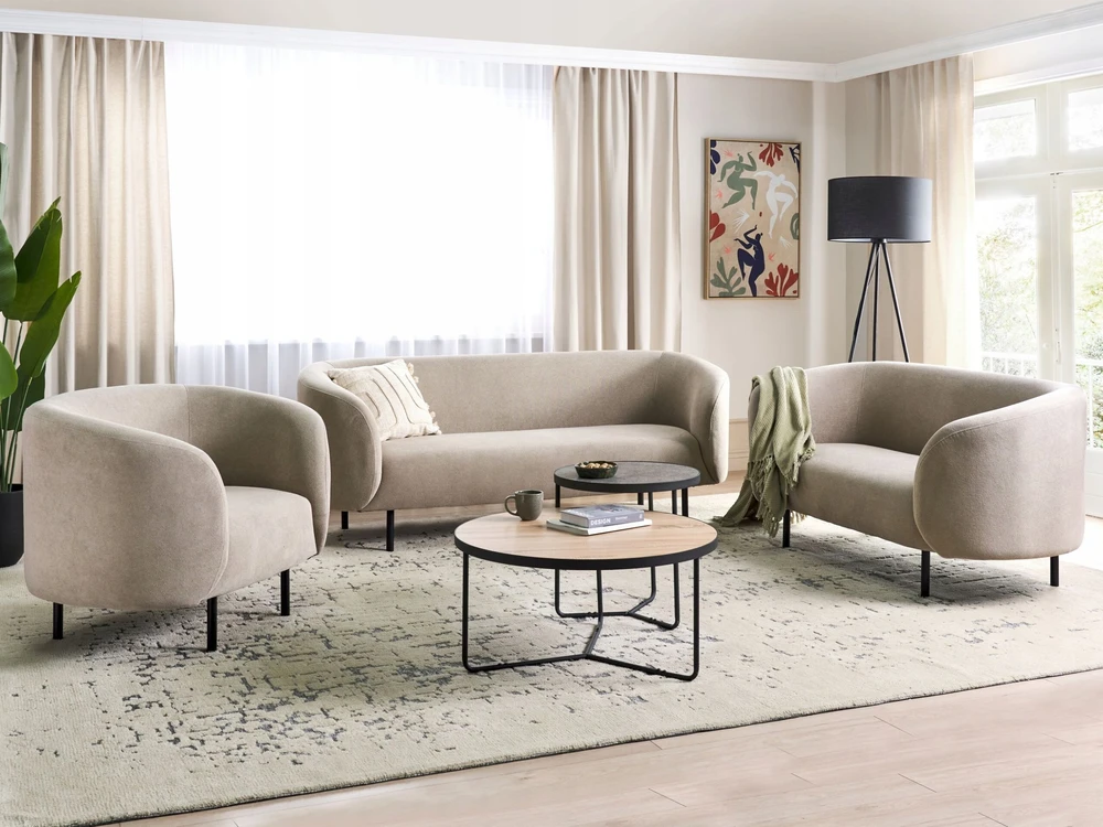 Beliani 3 vietų sofa LOEN smėlio pilkumo spalvos