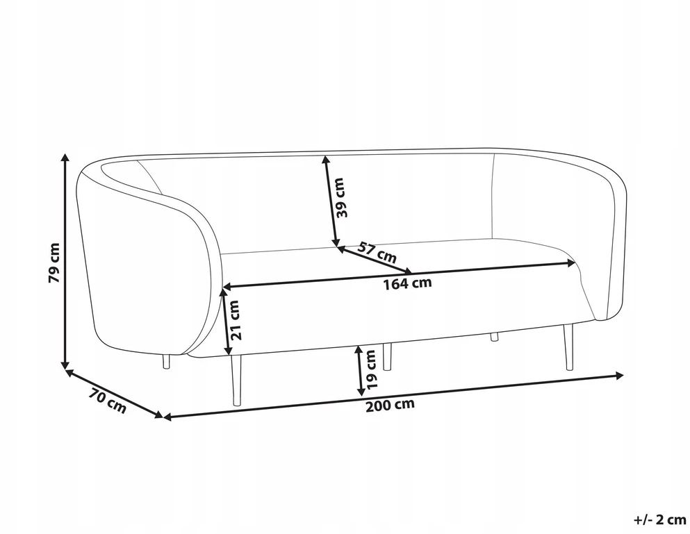 Beliani Trivietė sofa LOEN juoda