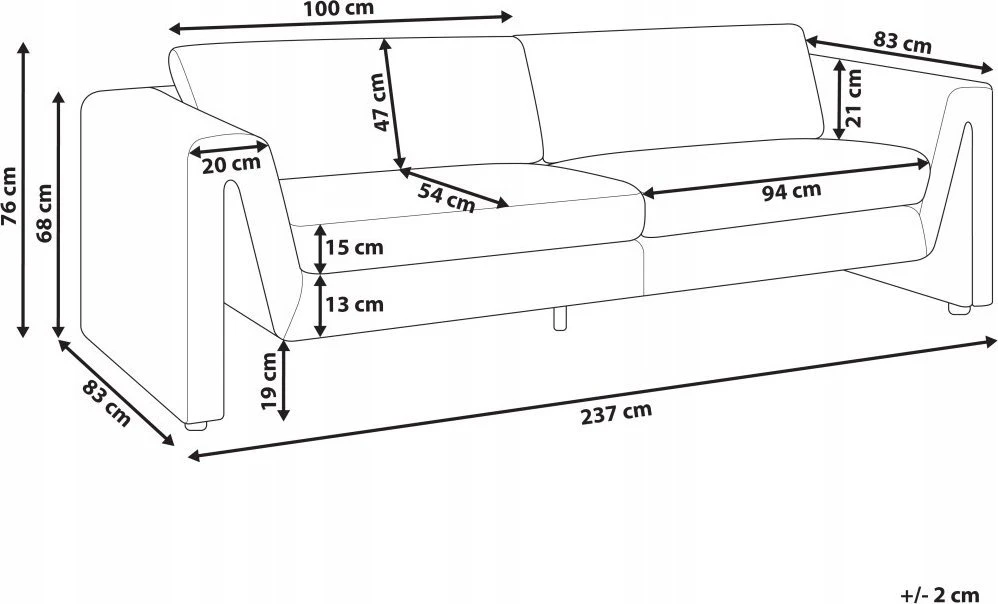Beliani 3 vietų sofa MAUNU veliūrinė šviesiai smėlio spalvos