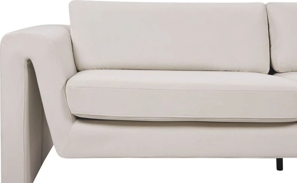 Beliani 3 vietų sofa MAUNU veliūrinė šviesiai smėlio spalvos