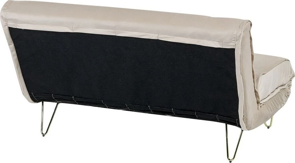 Beliani Dvivietė išskleidžiama sofa VESTFOLD, veliūrinė, smėlio spalvos