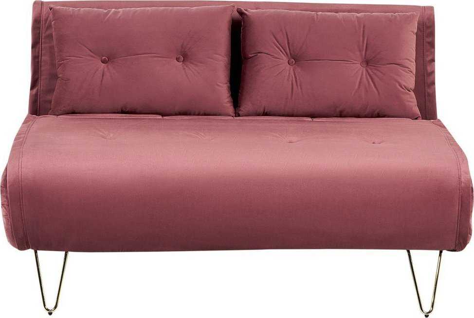 Beliani Dvivietė išskleidžiama sofa VESTFOLD, veliūrinė, rožinė