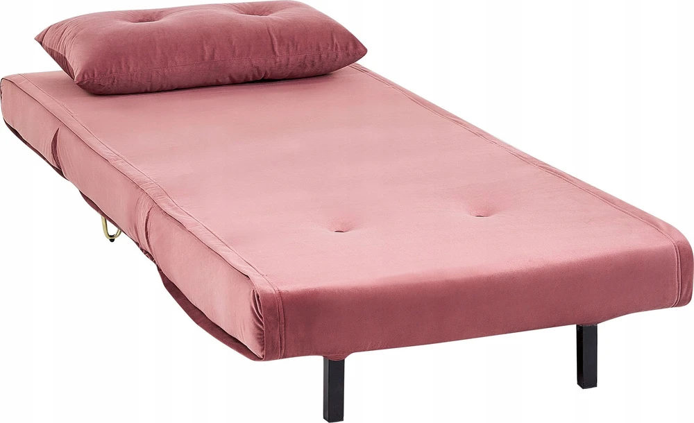 Beliani Vienvietė išskleidžiama sofa VESTFOLD, rožinė, veliūrinė