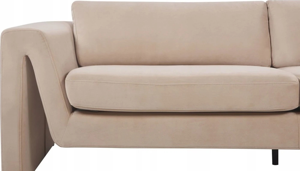 Beliani 3 vietų sofa MAUNU veliūrinė smėlio spalvos