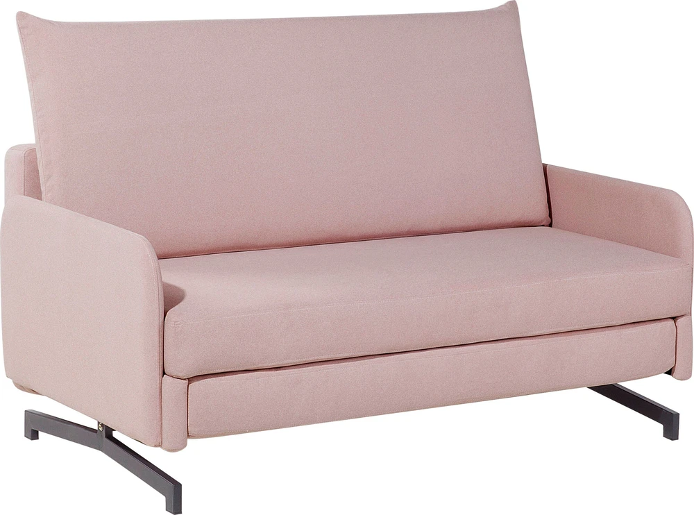 Beliani Išskleidžiama sofa 2 asmenims BELFAST rožinė