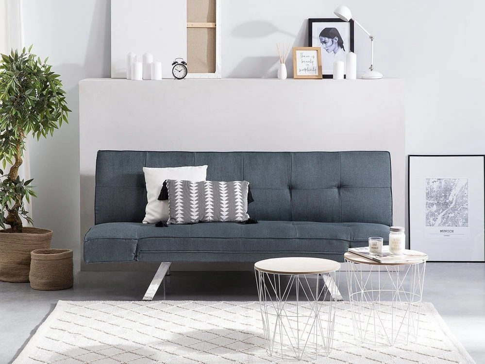 Beliani Trivietė išskleidžiama sofa BRISTOL tamsiai mėlyna