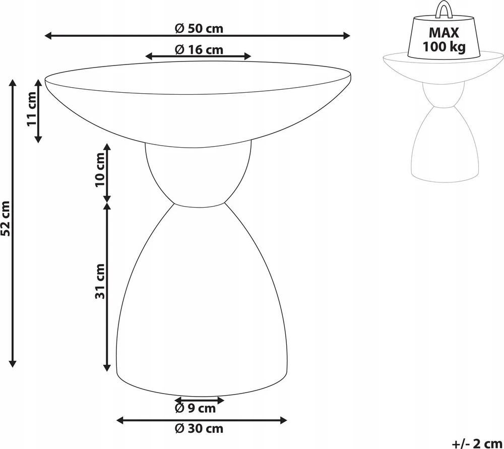 Beliani Šoninis staliukas CAFFI 50 cm 50 cm teraco efektas, kreminė balta